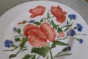 Wall Hanging Plate "cornfield Poppies" Porcelain Small Plate Hand Painted In Ireland.