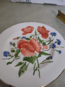 Wall Hanging Plate "cornfield Poppies" Porcelain Small Plate Hand Painted In Ireland.