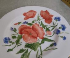 Wall Hanging Plate "cornfield Poppies" Porcelain Small Plate Hand Painted In Ireland.