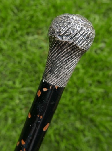 Antique Silver Handled Walking Stick. Twisted Silver Finish Handle