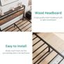 Double Bed Frame with Wooden Storage Shelf Headboard, Metal Platform Bed Frame Image 3
