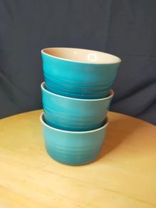 Trio of Le Creuset Blue Ramekin 3 piece set