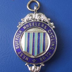 West Suffolk Wheeler's Cycling Club - enamelled prize medal (c.1960's). Scarce!