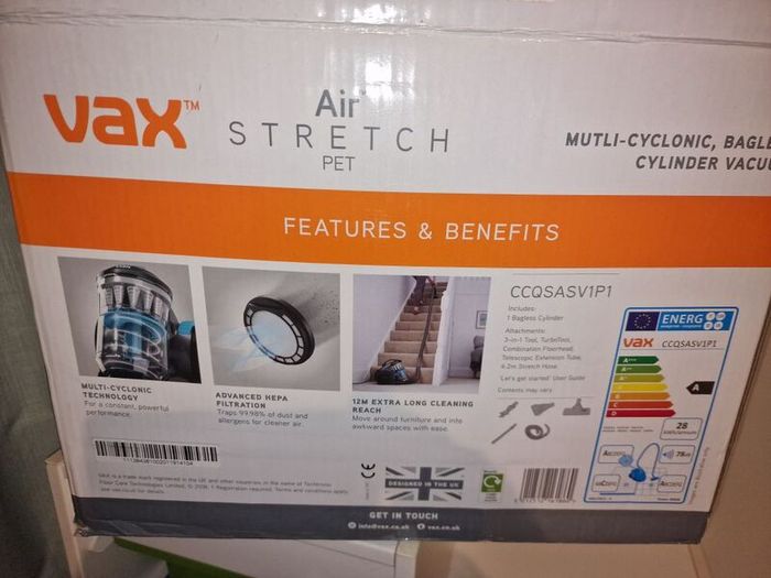 vax air stretch pet bagless cylinder vacuum