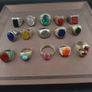 Antique Brass Rings Lot of 15 Mixed Gemstone & Glass Collectible Rings Image 7