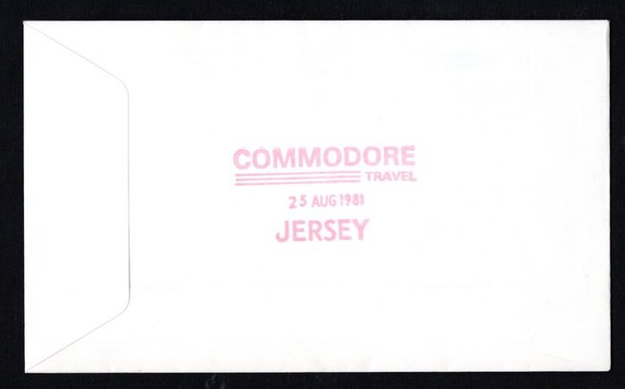 1981 Guernsey Commemorative cover celebrating The First Commercial Hydofil Service in the British Isles from Jersey to Guernsey and returning tying 18p commemorative stamp