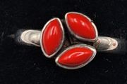 Vintage sterling silver coral ring size 0