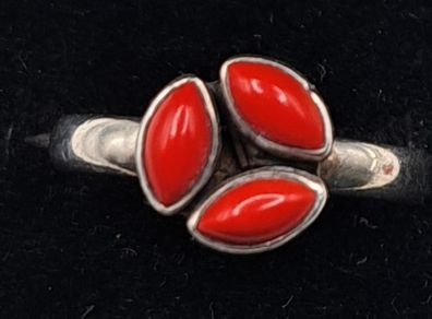 Vintage sterling silver coral ring size 0