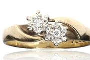 9k gold 2 stone natural diamond ring