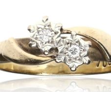 9k gold 2 stone natural diamond ring