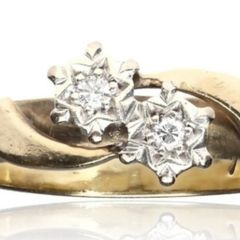 9k gold 2 stone natural diamond ring