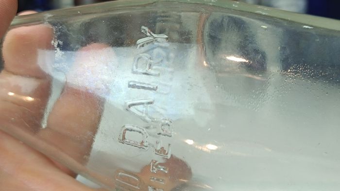 501 - Vintage Clear Glass Cork Top Collectible Decorative Strand Dairy Milk Bottle