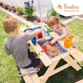Children's Seat Set for 4 Including 2 Tubs and Removable Worktop for Children from 2 Years Solid Wood Natural