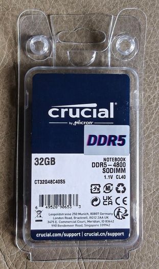 Crucial 32GB DDR5 4800 MHz laptop Ram