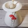 Louis Mulcahy Oil Lamp White Floral Hand Made Painted Irish Pottery With Wick Image 6