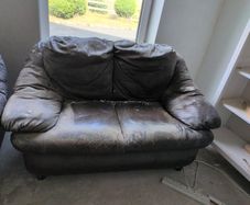 brown leatherette couch