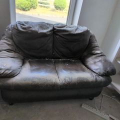 brown leatherette couch