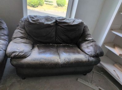 brown leatherette couch