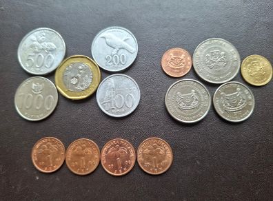Indonesia&Malaysia&Singapore. Lot of 14 coins (1987-2014)