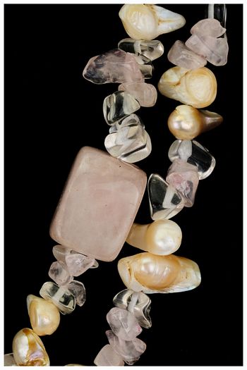 Vintage Two Strand Natural Rose Quartz Necklace & Bracelet