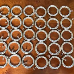 Curtain Rings x 30 , Chrome Satin Steel Finish
