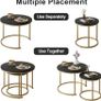 Round Coffee Tables, Set of 2 End Table, Nesting Tables, Side Table Metal Gold Frame for Living Room/Bedroom/Balcony/Office/Apartment, Diameter 23.6/15.7 IN, Black Top, Prevent right angles Image 7