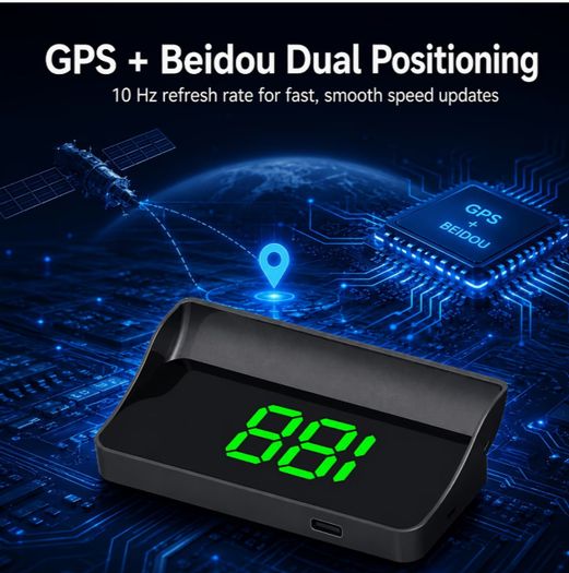 Car HUD head-up display, Km  W2 windshield speedometer projector with speed display and overspeed alert, automatic light sensor, mile/kilometer speed display, USB plug and play, suitable for all car models,