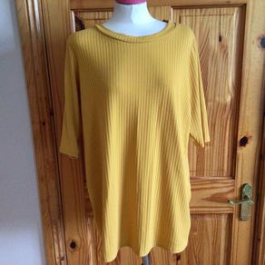 Yours Ladies Mustard Yellow ribbed short sleeve t shirt Uk 20 postage included