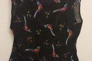 FREE POST Ladies Top by Fever lined with beautiful bird pattern Size 14