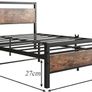 King Size Bed Frame with Wooden Headboard,Metal Platform Bed Frame King Size Mattress Base,Metal Slat Support and Underbed Storage Space,Solid Bed Frame Double Bed,Black Image 2