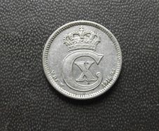 1916 Denmark. Christian X. Silver 10 Ore