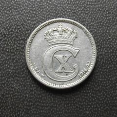 1916 Denmark. Christian X. Silver 10 Ore