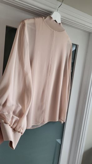 REISS Sandrine High neck semi sheer long sleeve top Sz M (Fit 10-12 UK) Bnwt Rrp 115