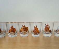 Set of Six Shot Glasses with Grand National Winners 1956 - 1961