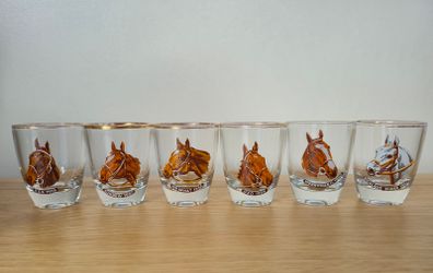 Set of Six Shot Glasses with Grand National Winners 1956 - 1961