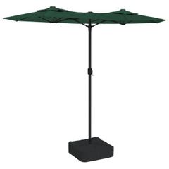 Double-Head Garden Parasol with LEDs Green 316x145 cm