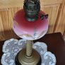 Antique Duplex kerosene lamp hand painted glass Image 10