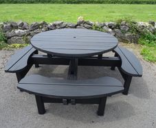 Solid wood garden table and benches 8 seater