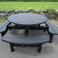 Solid wood garden table and benches 8 seater