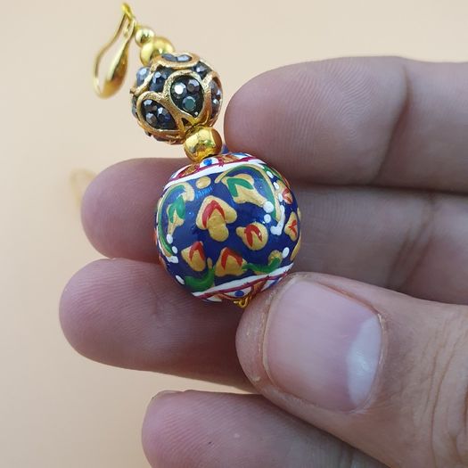 Beautiful Handmade Afghani Design Colorful Enamel Drop Earrings