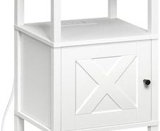 Beside Table with Charging Station, Side Table with Storage, Bedside Cabinet