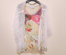 Elisa Cavaletti Multicolor Luxury Italian Floral Cardigan Top Set Size XL