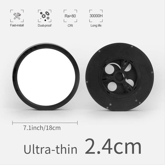 LED Ceiling Light Black Shell 12W 1100lm Natural White 4000K Round D18cm Modern Surface Mount Ceiling Lamp for Living Room Hallway Kitchen Bedroom Bathroom Light MULTIPLE SIZES AVAILABLE (FREE POSTAGE)