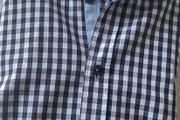 SELECTED HOMME Navy &amp; White Superior Egyptian Cotton check shirt with button down collar Sz L - Rrp 75 (New)