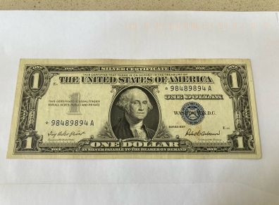USA 1957 1 Dollar banknote rare serial  star 98489894 A