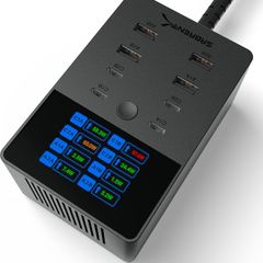 SABRENT 252W Charger - 8-Port USB PD 3.0 with LCD Display, Fast Charging for USB-C & USB-A Devices, Laptops, Phones, Tablets, Gaming Consoles - PPS, Overcharge Protection, Travel-Friendly (AX-8PTC)