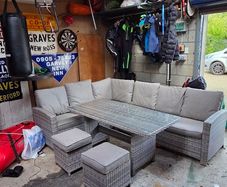 Grey Rattan Corner Garden Dining set