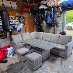 Grey Rattan Corner Garden Dining set