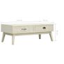 Coffee Table with 2 Drawers Carving Grey 110x50x40 cm Wood Image 2