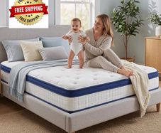 King Size Mattress - 5FT, 10 Inch Memory Foam with Pocket Spring Hybrid, Medium Support, Motion Isolation, Breathable Soft Fabric, Comfortable Sleep, 150x200x25CM